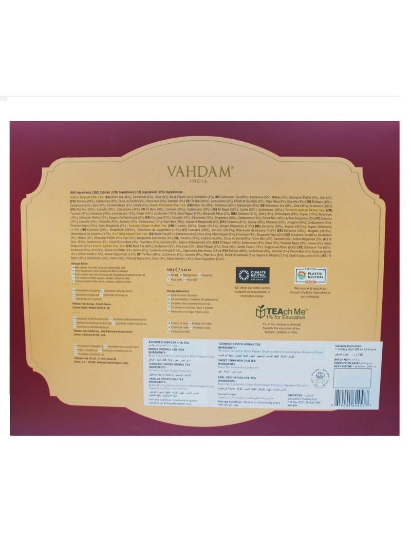Vahdam Individually Packed Assorted Pyramid Tea Gift Set 60 Teabags (120g)  - Image 2