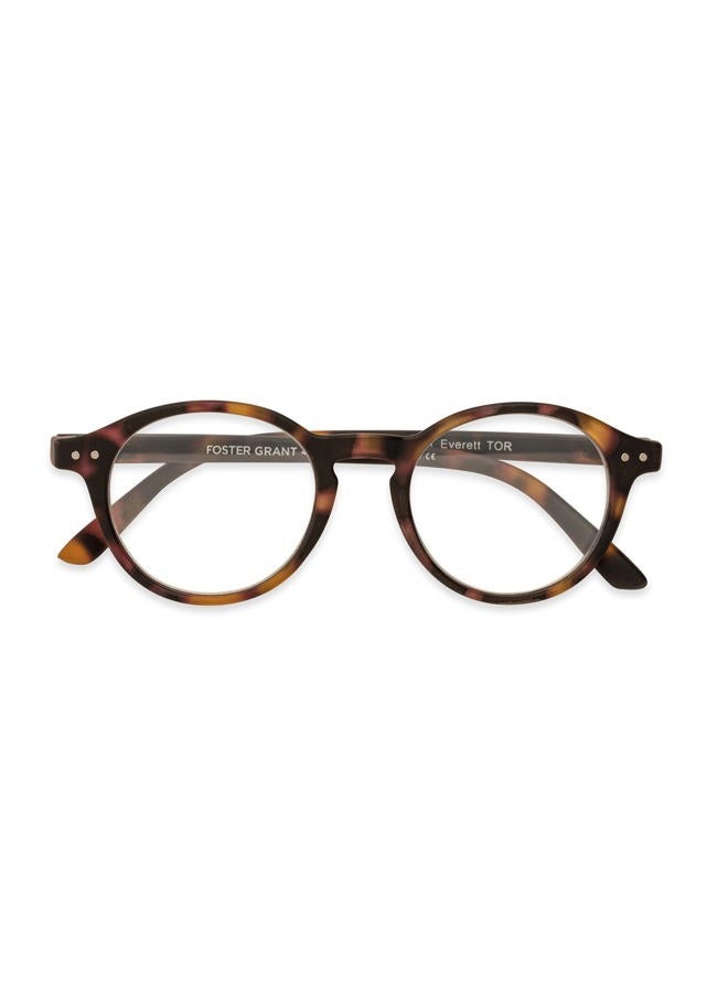 Foster Grant Everett Pop of Power Bifocal Style Blue Light Round Reading Glasses, Matte Tortoise, 48mm - Image 5