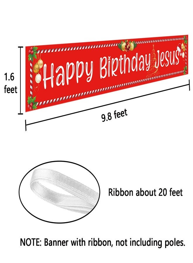 Shiny Ushinemi Happy Birthday Jesus Banner Christmas Party Decorations for Outdoor Yard Decor Sign,9.8X1.6 Ft - Image 4