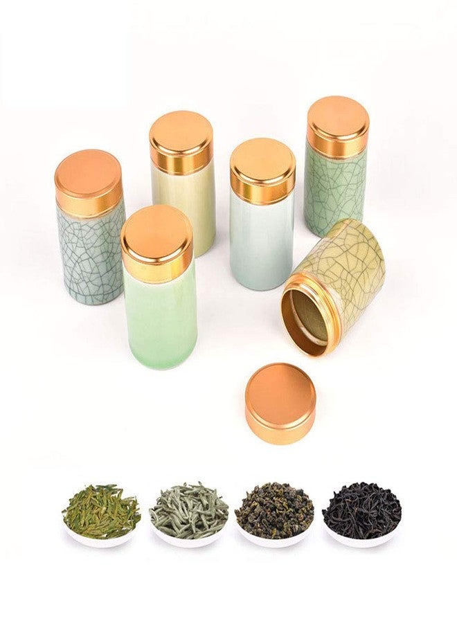 Teensery 1 Piece Empty Ceramic Tea Canister with Metal Lid Portable Mini Porcelain Container Jar for Tea Coffee - Image 5