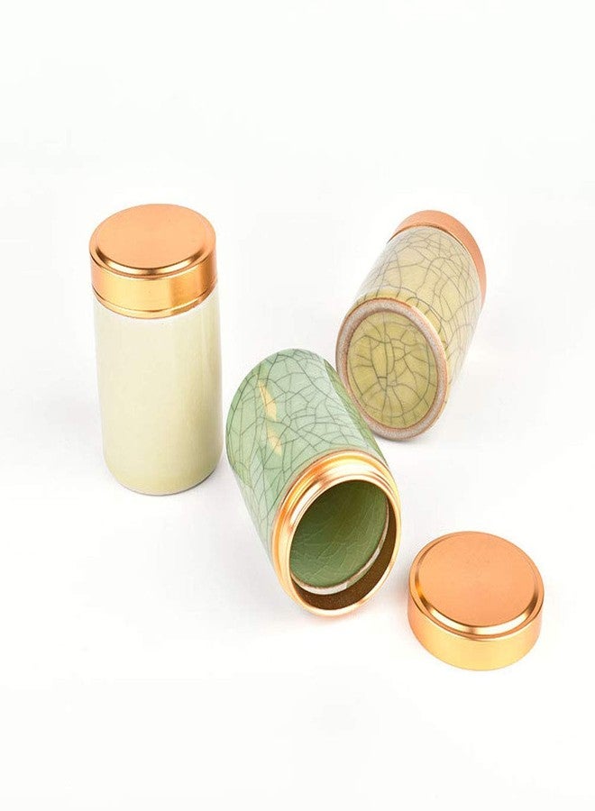 Teensery 1 Piece Empty Ceramic Tea Canister with Metal Lid Portable Mini Porcelain Container Jar for Tea Coffee - Image 3