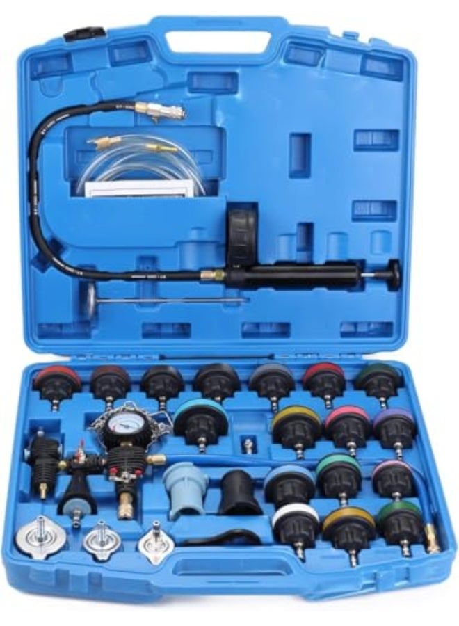 Generic Foloose 28pcs Coolant Pressure Tester Kit Radiator Pressure Tester Kit Equipped with a Toolbox, Suitable for Cooling Systems in Automobiles, Motorcycles, and Trucks  - Image 1