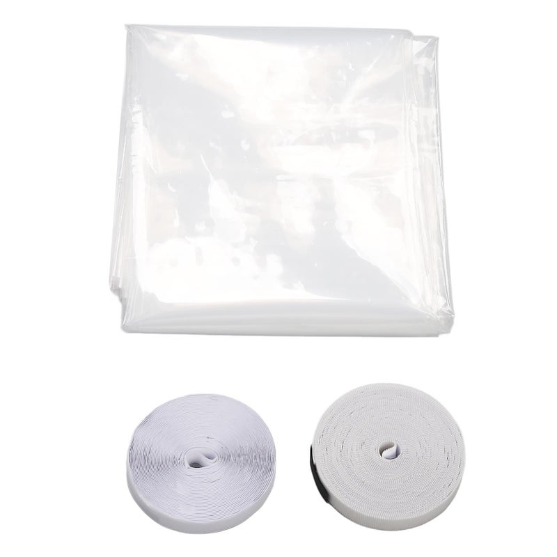 Indoor Window Insulation Film Back Adhesive Hook Loop Fasteners Reusable Cuttable Transparent Thick Window Film for Winter - Image 4