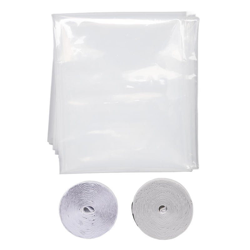 Indoor Window Insulation Film Back Adhesive Hook Loop Fasteners Reusable Cuttable Transparent Thick Window Film for Winter - Image 5