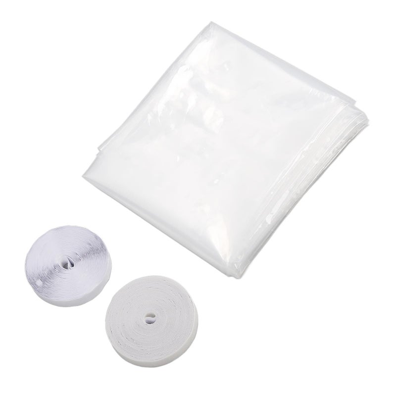 Indoor Window Insulation Film Back Adhesive Hook Loop Fasteners Reusable Cuttable Transparent Thick Window Film for Winter - Image 1