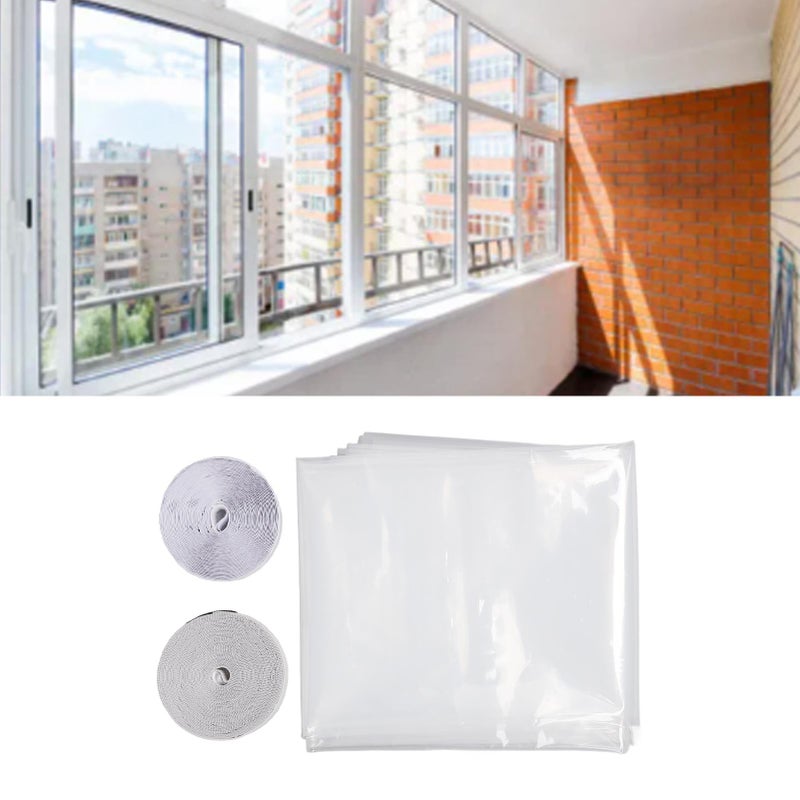 Indoor Window Insulation Film Back Adhesive Hook Loop Fasteners Reusable Cuttable Transparent Thick Window Film for Winter - Image 3