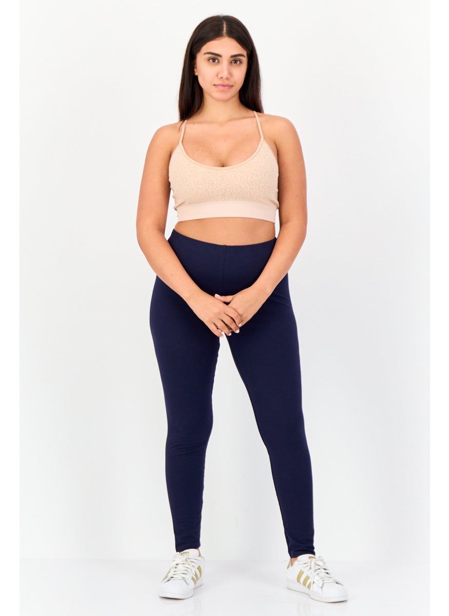 English Laundry Women Full Length Plain Leggings, Navy  - Image 2