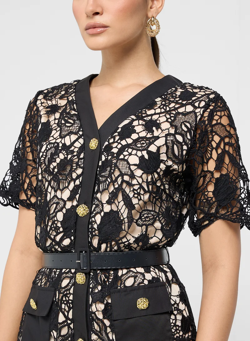 ELLA Lace Midi Dress