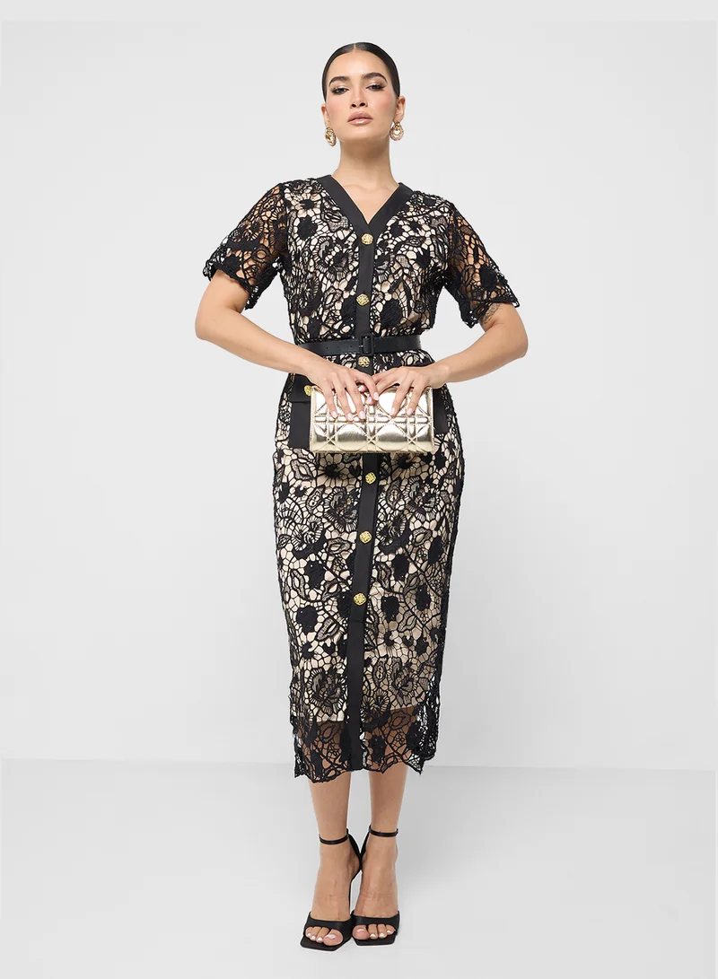 ELLA Lace Midi Dress
