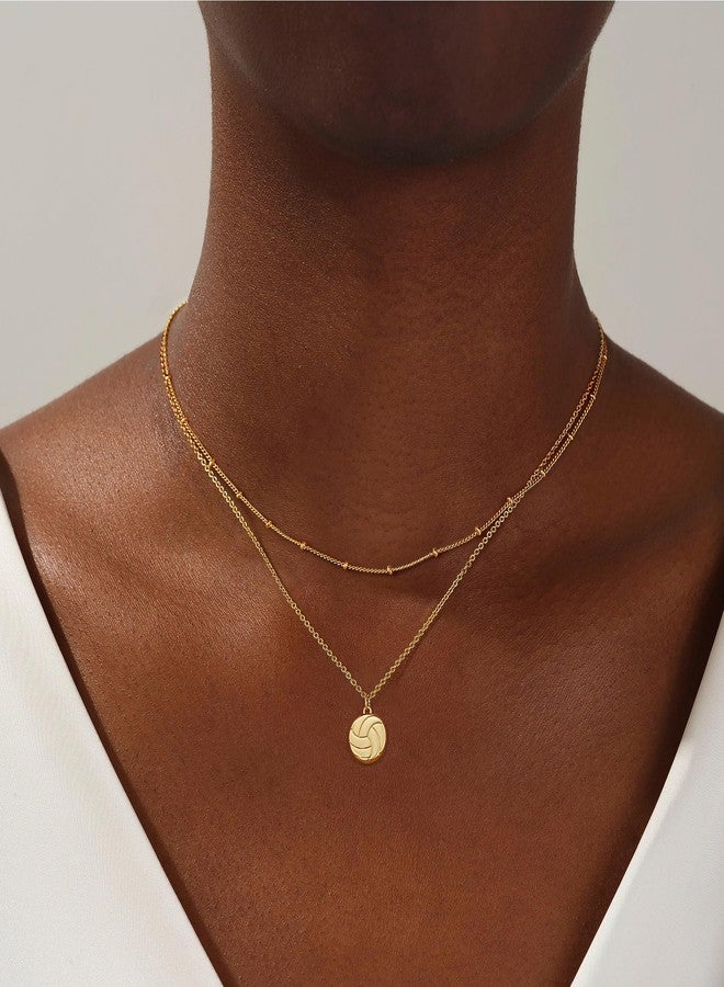 Ascona Dainty Gold Softball/Soccer/Volleyball/Basketball Necklace for WomenTrendy, 14K Gold Plated Charm Necklaces with Heart Cute Sports Accessories Jewelry Gift for Teenage Lovers Friend 16+3 Inches, Brass - Image 4