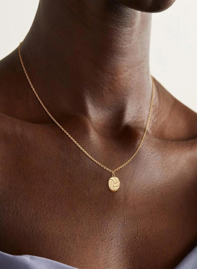 Ascona Dainty Gold Softball/Soccer/Volleyball/Basketball Necklace for WomenTrendy, 14K Gold Plated Charm Necklaces with Heart Cute Sports Accessories Jewelry Gift for Teenage Lovers Friend 16+3 Inches, Brass - Image 5