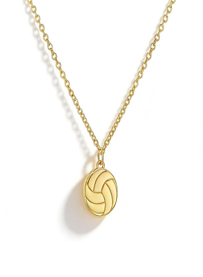 Ascona Dainty Gold Softball/Soccer/Volleyball/Basketball Necklace for WomenTrendy, 14K Gold Plated Charm Necklaces with Heart Cute Sports Accessories Jewelry Gift for Teenage Lovers Friend 16+3 Inches, Brass - Image 1