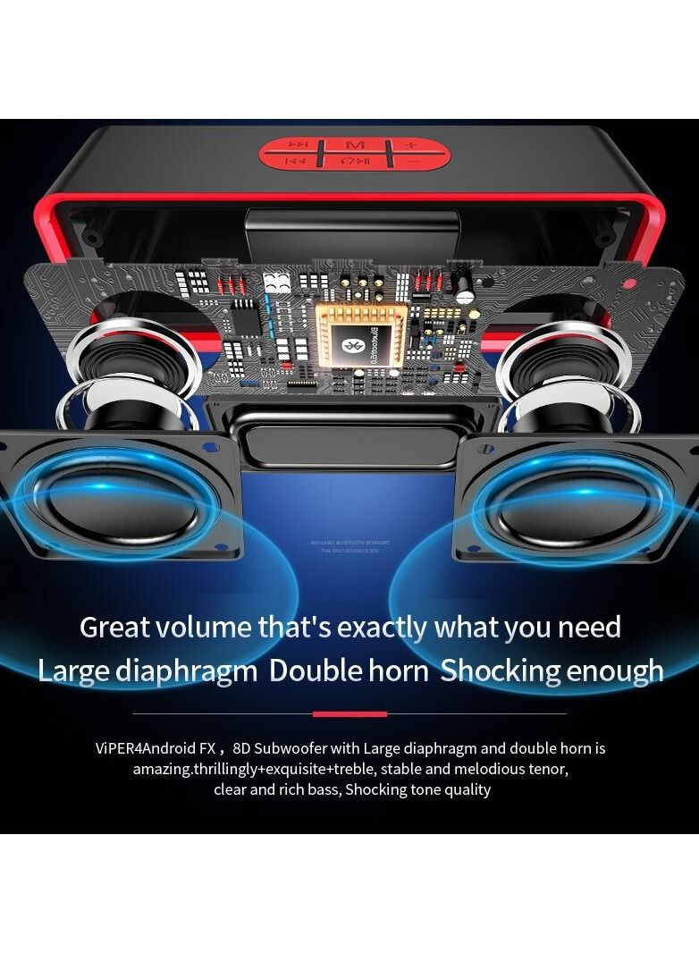 AROAQ Portable Bluetooth Speaker Bluetooth 5.0 Speaker with 3D Stereo HiFi Bass Bluetooth Speaker Wireless Dual Horn Speakers - Image 2