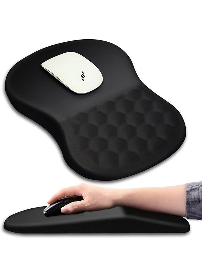 AMGREEN - Hokafenle Ergonomic Mouse Pad Wrist Support with Massage Design, Wrist Rest Pain Relief Mousepad with Memory Foam&Non-Slip PU Base, Mouse Pads for Wireless Mouse & Desk (12x8 inch,Black) - Image 1