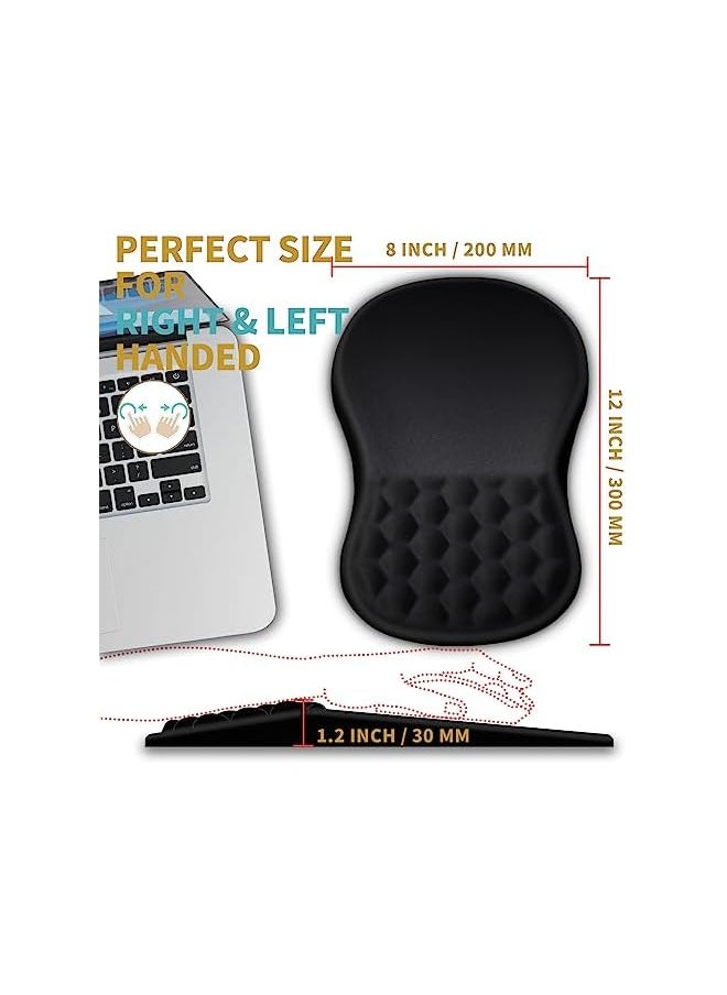 AMGREEN - Hokafenle Ergonomic Mouse Pad Wrist Support with Massage Design, Wrist Rest Pain Relief Mousepad with Memory Foam&Non-Slip PU Base, Mouse Pads for Wireless Mouse & Desk (12x8 inch,Black) - Image 1
