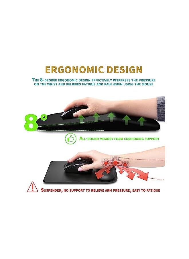 AMGREEN - Hokafenle Ergonomic Mouse Pad Wrist Support with Massage Design, Wrist Rest Pain Relief Mousepad with Memory Foam&Non-Slip PU Base, Mouse Pads for Wireless Mouse & Desk (12x8 inch,Black) - Image 1
