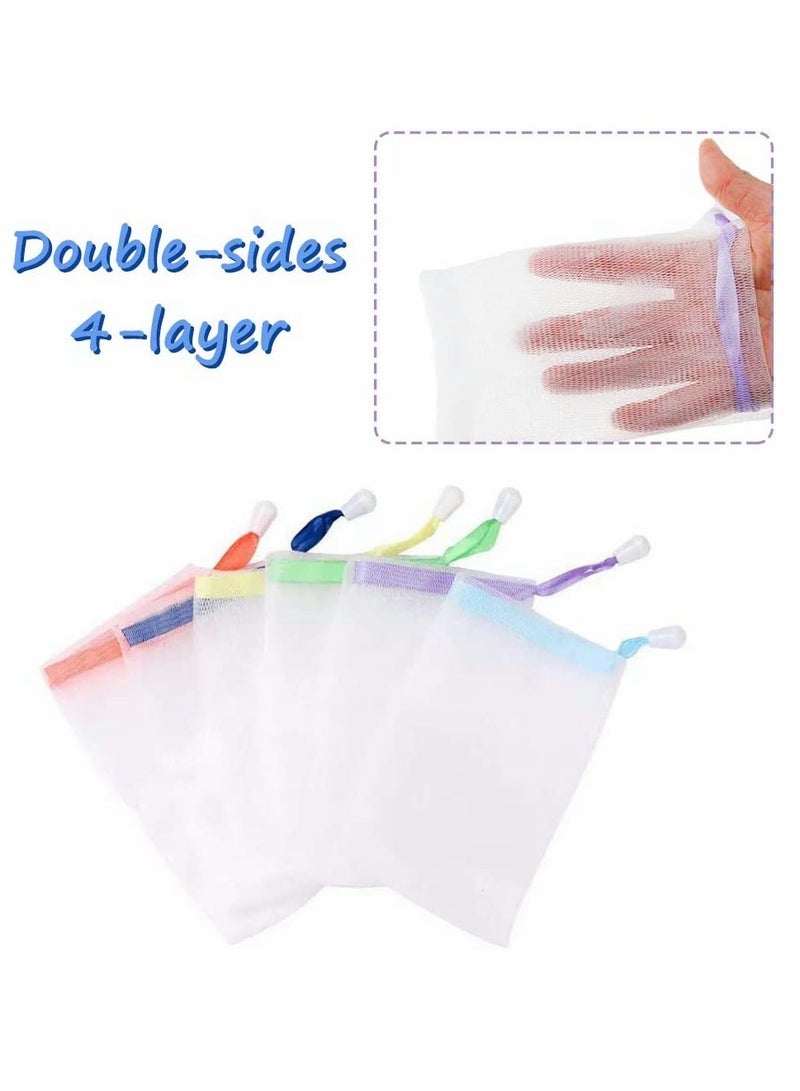 20 Pack Handmade Soap Bubble Mesh Bags, Exfoliating Mesh Soap Bag, Double Layer Foam Net Soap Saver Pouch Bags Body Facial Cleaning Tool(Assorted Colors)  - Image 4
