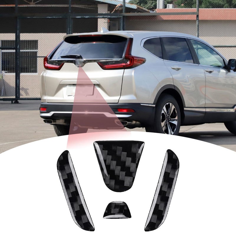 ملحقات شعار خلفي متوافقة مع سيارة LANZMYAN من ألياف الكربون لغطاء ملصق الشعار لسيارة هوندا CRV 20172022 أسود