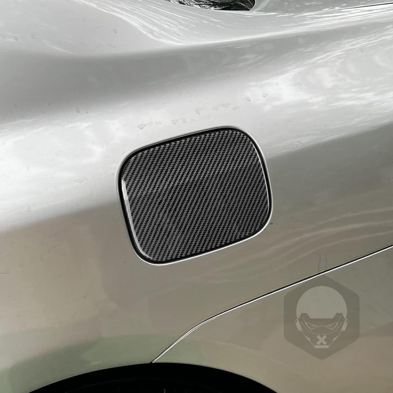 PJFUS Real Premium Carbon Fiber Car Rear Door Fuel Tank Cap Decoration Tank Cap Cover Sticker Auto Exterior Accessories Compatible with Toyota Corolla 2009 2010 2011 2012 2013 black - Image 2