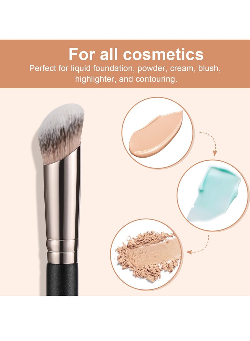 TEOYALL Under Eye Concealer Brush, Angled Contour Brush Synthetic Kabuki Brush for Concealing Blending Setting Buffing with Liquid, Cream and Powder Cosmetic (270S) - Image 5