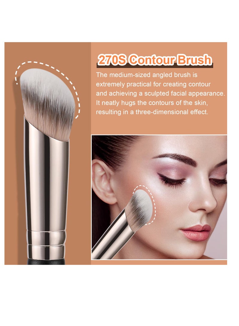 TEOYALL Under Eye Concealer Brush, Angled Contour Brush Synthetic Kabuki Brush for Concealing Blending Setting Buffing with Liquid, Cream and Powder Cosmetic (270S) - Image 3