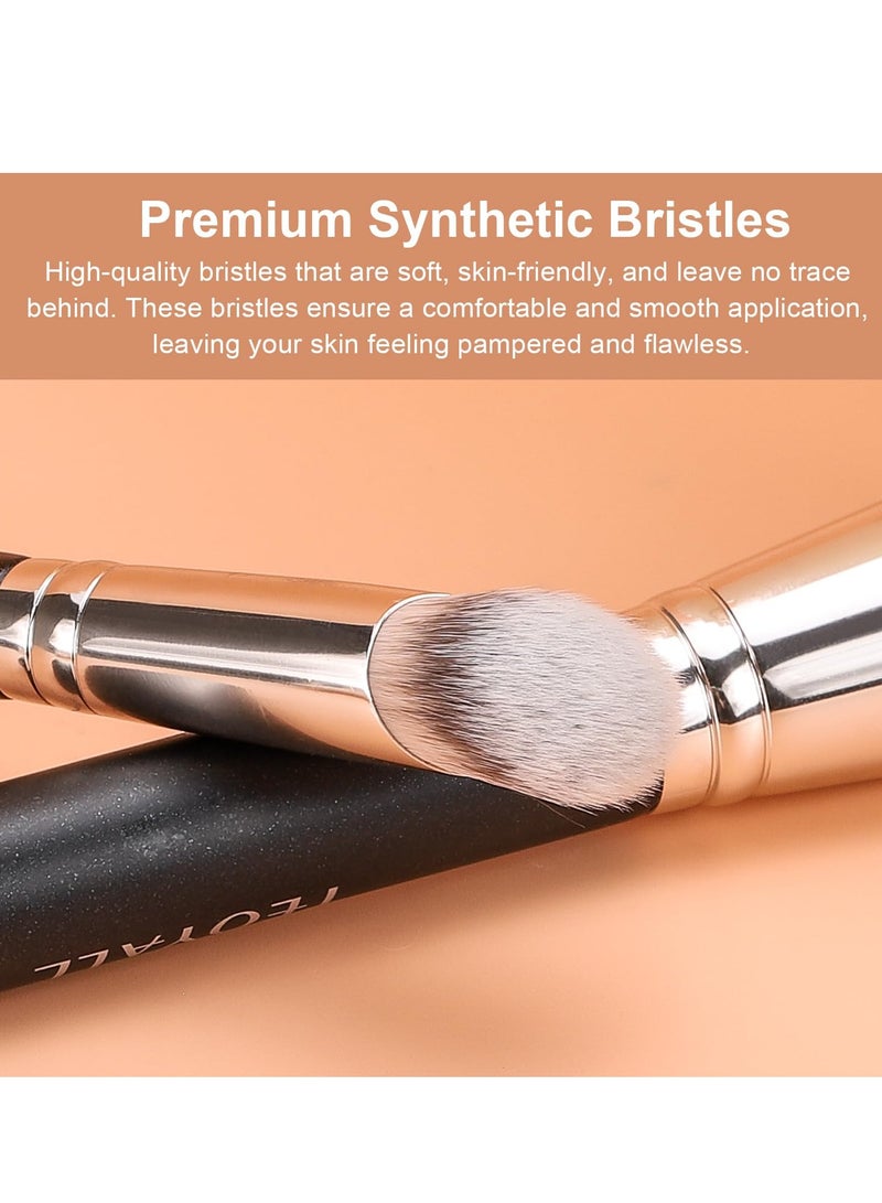 TEOYALL Under Eye Concealer Brush, Angled Contour Brush Synthetic Kabuki Brush for Concealing Blending Setting Buffing with Liquid, Cream and Powder Cosmetic (270S) - Image 4