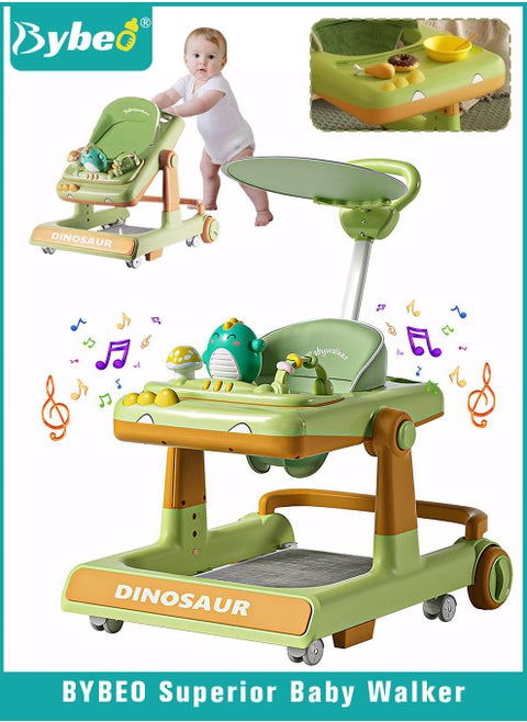 3 in 1 Baby Walker With Parent Push Handle, Children Walkers with Wheels, Adjustable Height & Speed Multifunction and Big Comfortable Seat Cushion, Detachable Trampoline Mat for Infants Boys Girls