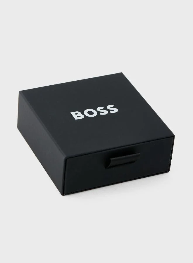 BOSS  Ares Collection Bracelet For Men With Double-Wrap Braided Black Leather - 1580489M for Men | Best Price UAE