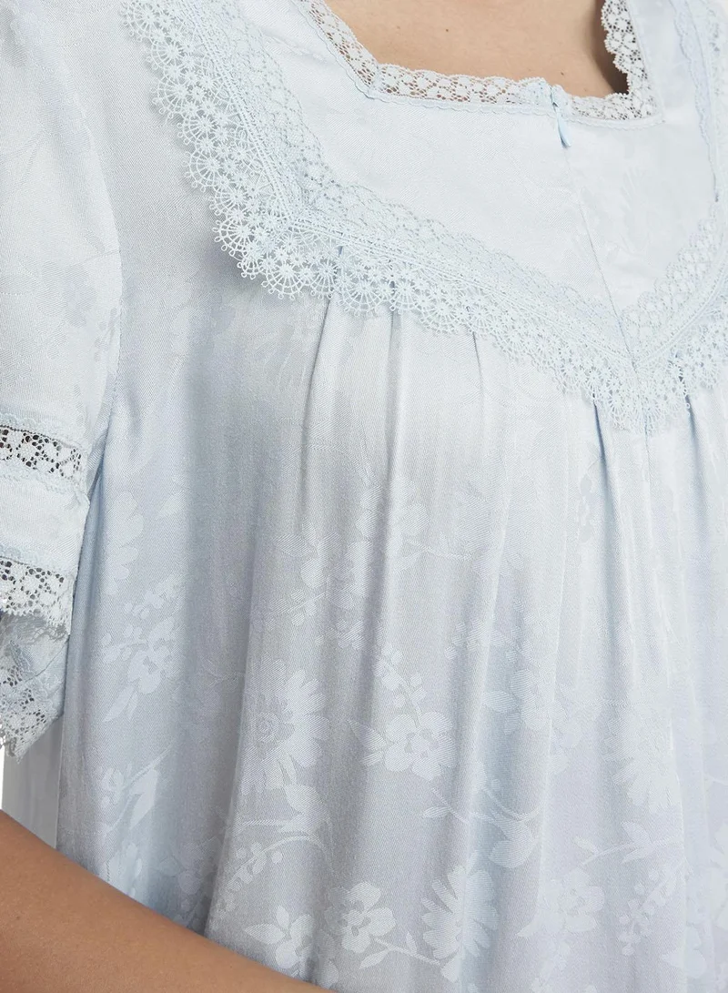 KASHKHA  Sky Blue Jacquard Rayon Nightwear (CNH436) for Women | Best Price UAE