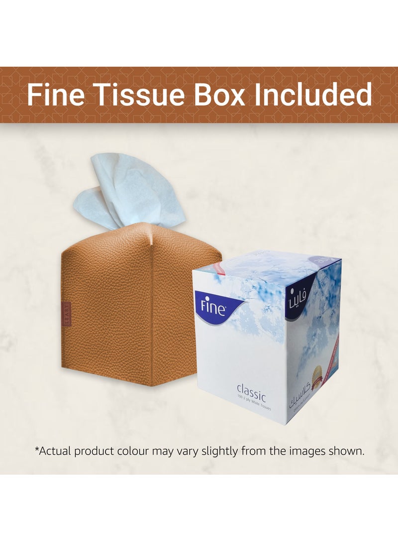 LeArt Leather Tissue Box Cover – Elegant Tissue Box Holder for Office Car Hotel Home Decor | Living Room Bedroom Bathroom | Facial Tissue Holder, Car Tissue Box Holder (Caramel Cube) - Image 4