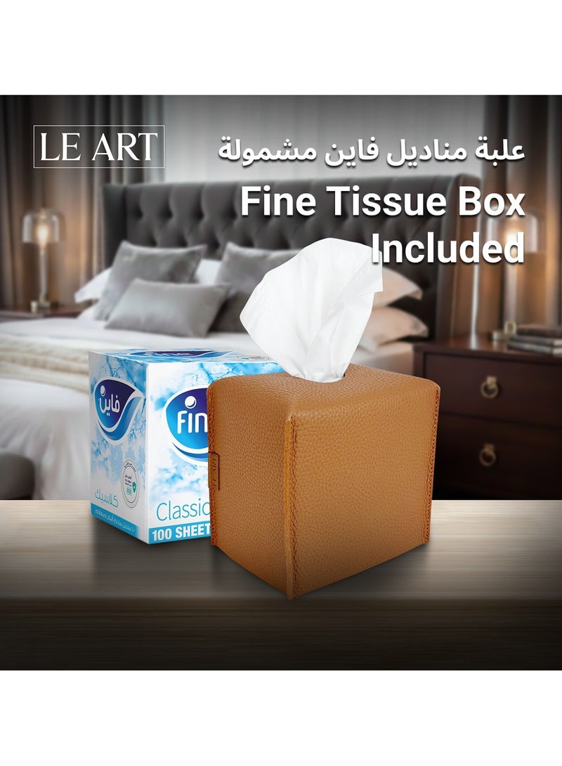 LeArt Leather Tissue Box Cover – Elegant Tissue Box Holder for Office Car Hotel Home Decor | Living Room Bedroom Bathroom | Facial Tissue Holder, Car Tissue Box Holder (Caramel Cube) - Image 4