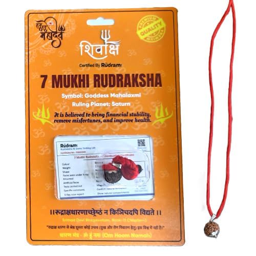 HaridwarDivine Haridwar Divine 7 Mukhi Rudraksha Original Certification with Silver Pendent with 10 mm Dia with Red Thread to add a QR Code for verifying The Authenticity of Your 7 Mukhi Rudraksha - Image 4