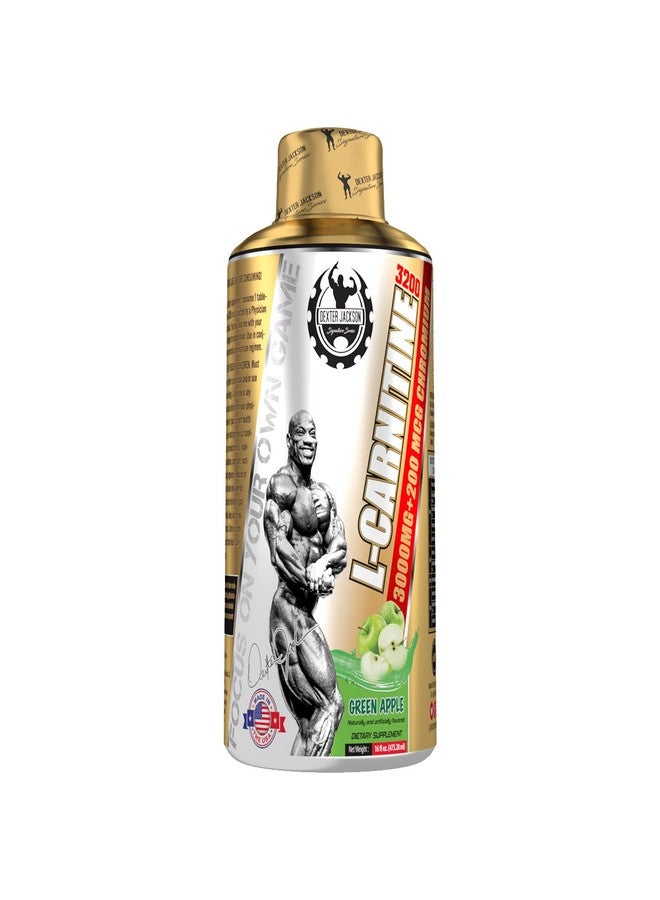 DEXTER JACKSON ديكستر جاكسون ل-كارنيتين سائل | نكهة التفاح الأخضر | زجاجة 473.28 مل - مكمل غذائي لتمثيل الدهون وزيادة الطاقة - 31 حصة - Image 1