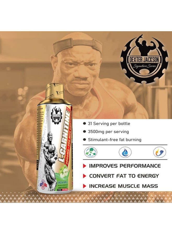 DEXTER JACKSON ديكستر جاكسون ل-كارنيتين سائل | نكهة التفاح الأخضر | زجاجة 473.28 مل - مكمل غذائي لتمثيل الدهون وزيادة الطاقة - 31 حصة - Image 3