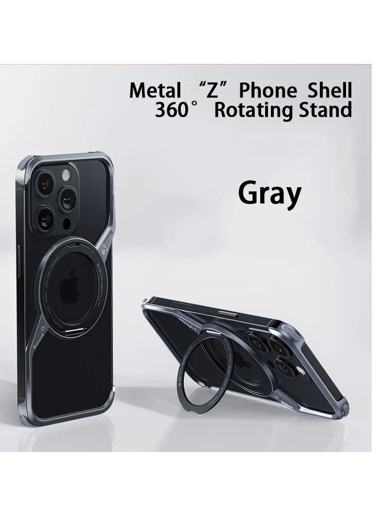 BC Z Shape Metal Magsafe Phone Case for iPhone 16 Pro Max Phone Protective Cover Bumper w/ 360° Rotation Holder - Image 3