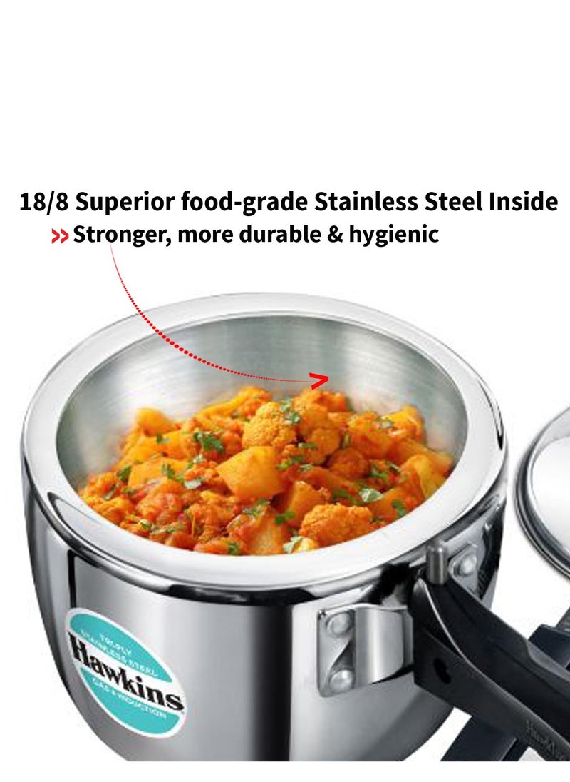 هوكينز Hawkins 2.5 Litre Triply Stainless Steel Pressure Cooker, Inner Lid Cooker, Silver (HSST25)  - Image 4