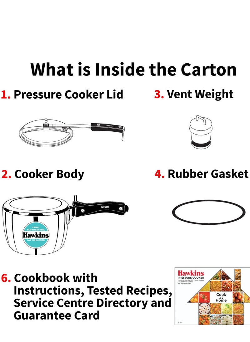 هوكينز Hawkins 2.5 Litre Triply Stainless Steel Pressure Cooker, Inner Lid Cooker, Silver (HSST25)  - Image 5