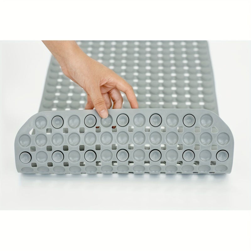 White Non Slip Bathtub Mat With Suction Cups Drain Holes 35.83x16.14 Inch - Image 5