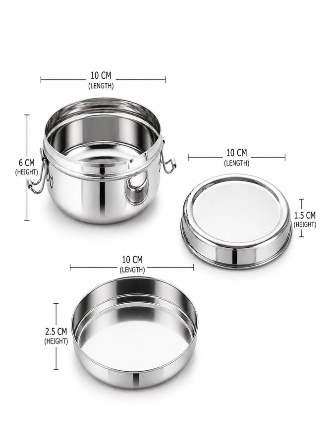 Vooli Steel Lunch Box with Lid Lock System Leak Proof Food Storage Container for Daily Use Ideal for packing roti, sabji, rice, snacks, fruits, breakfast, school lunch, office meals and travel food.10Cm - Image 3