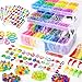INSCRAFT 17500 Rubber Loom Bands with 3 Layer Transparent Container 28 Colors 600 SClips 352 Beads 40 Cartoon Pendant Bracelet Making Refill Kit for Kids - Image 3
