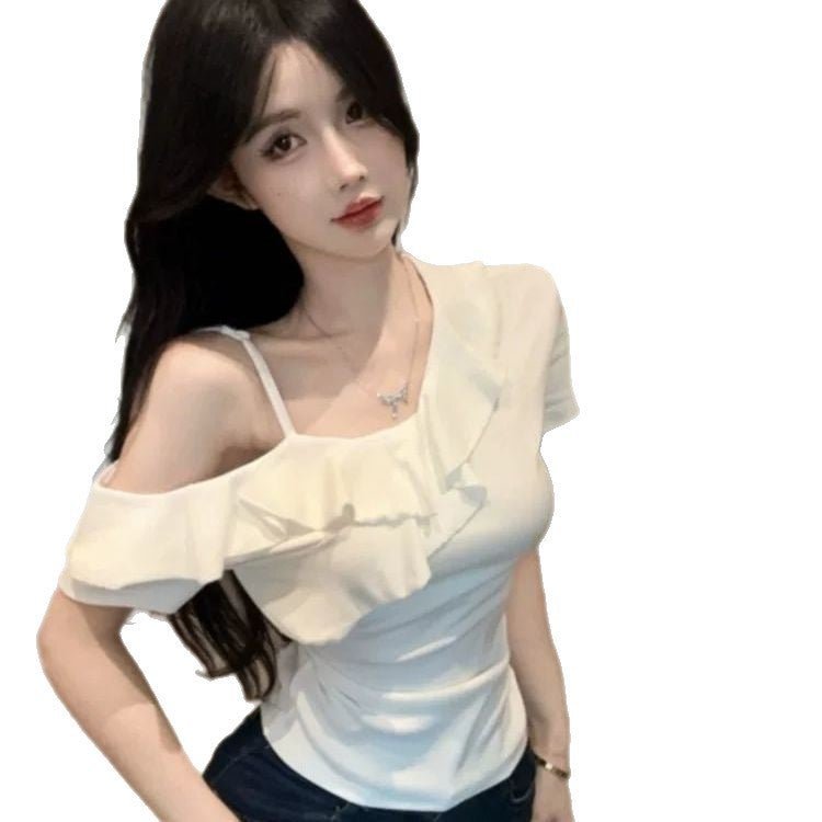 Women's Off-Shoulder Ruffle T-Shirt - Image 5