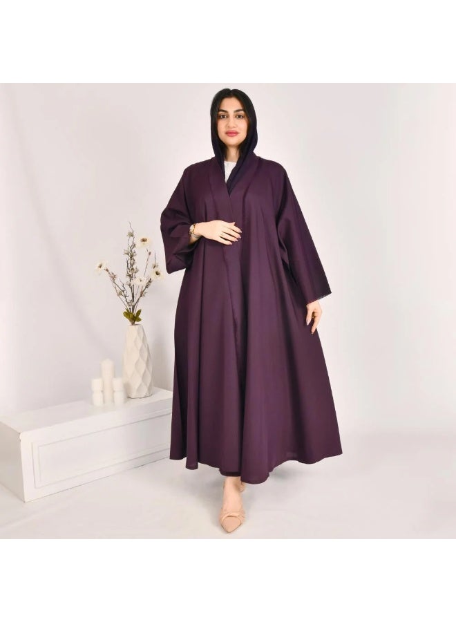 beyond abaya Purple double-cloche abaya with wide sleeves - Image 1