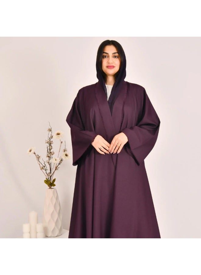 beyond abaya Purple double-cloche abaya with wide sleeves - Image 5