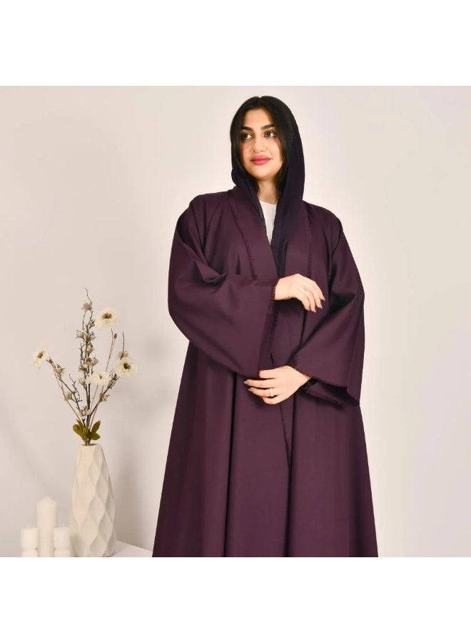 beyond abaya Purple double-cloche abaya with wide sleeves - Image 2