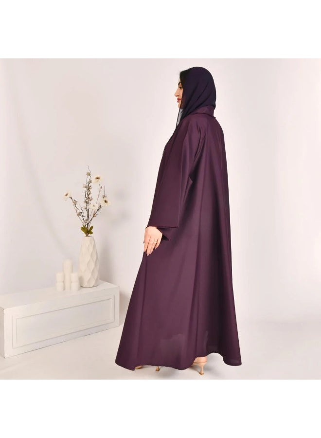 beyond abaya Purple double-cloche abaya with wide sleeves - Image 4