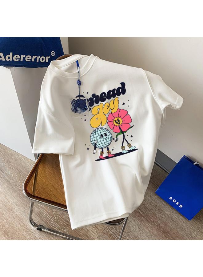 VUELO Heavy Cotton Short-sleeved Women's T-shirt Fashion Brand Round Neck Loose All-match Summer Undershirt Top Clothing  - Image 1
