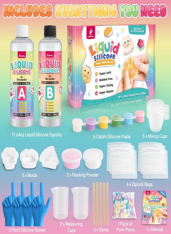 ColoPlay Taba Squishy Kit - 18OZ Rubber with Guided, Bubble Free and Faster Fully Cures - FuFu Squishy Kit with Mold, Flocking Powder - Stress Relief Entertainment - Image 2