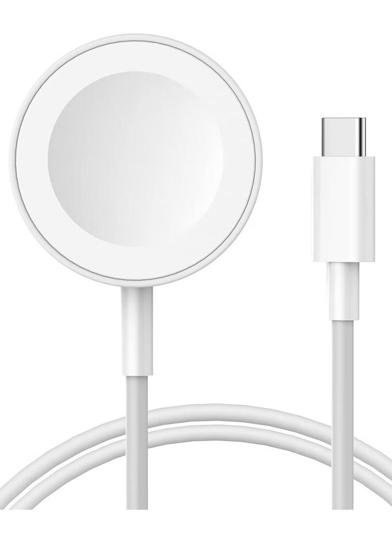 كابل شحن مغناطيسي سريع USB-C لساعات آبل سلسلة 9 و8 و7 و6 و5 و4 و3 و2 و1 - بطول 1 متر، متوافق مع الاستخدام اليومي والمنزل والمكتب والسفر - Image 2
