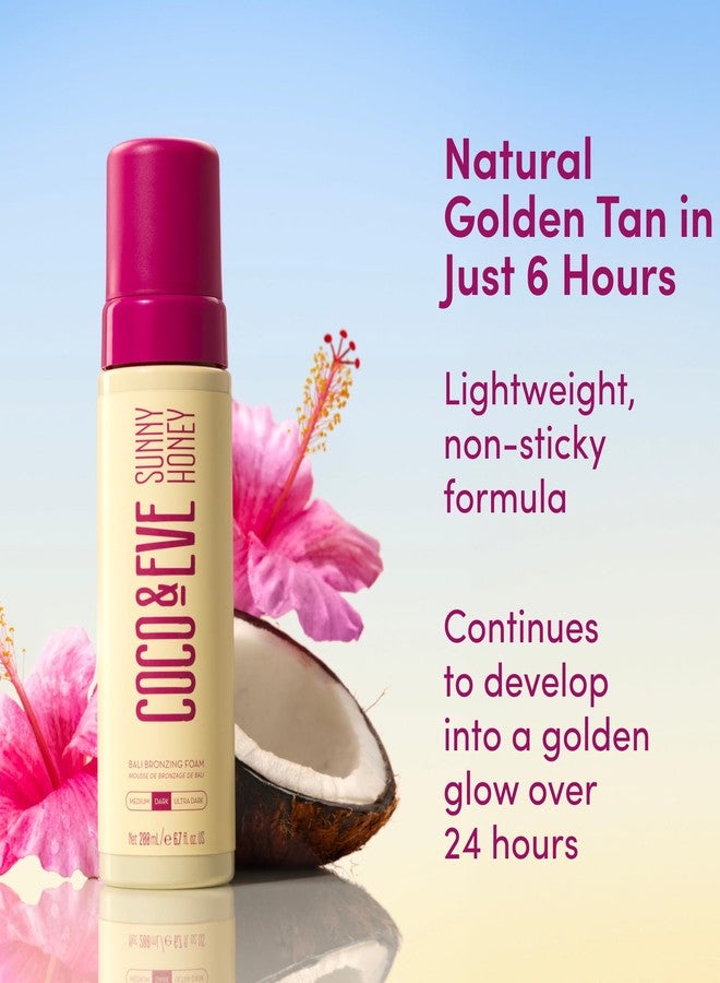 Coco & Eve Sunny Honey Self Tanner Foam - (Medium) Fast Drying, Streak-Free Sunless Tanning Mousse, Tropically Scented Lightweight Natural Looking Tan, Non-Sticky, Vegan, Cruelty Free | 6.7 Fl Oz - Image 2