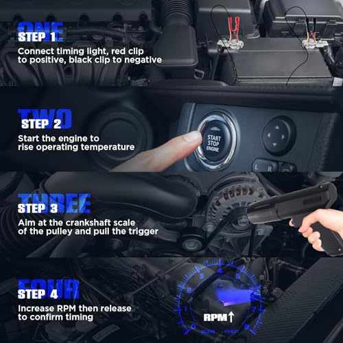 AUTOOL Timing Light 12V, Engine Timing Gun Strong Flash Lights with Sliding Sensor Clip for Car, Motorcycle, Marine - Image 4